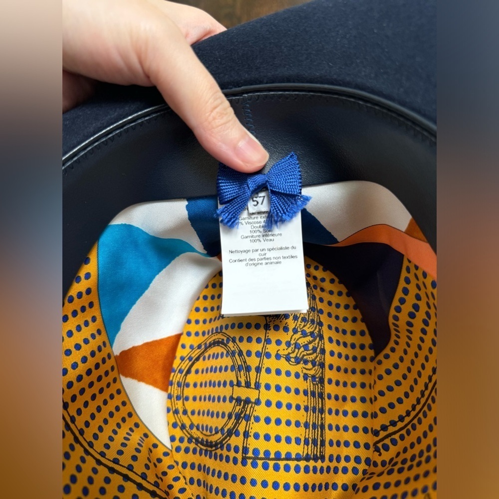 Hermes Feutre Paris Fedora Hat in navy - Picture 7 of 10